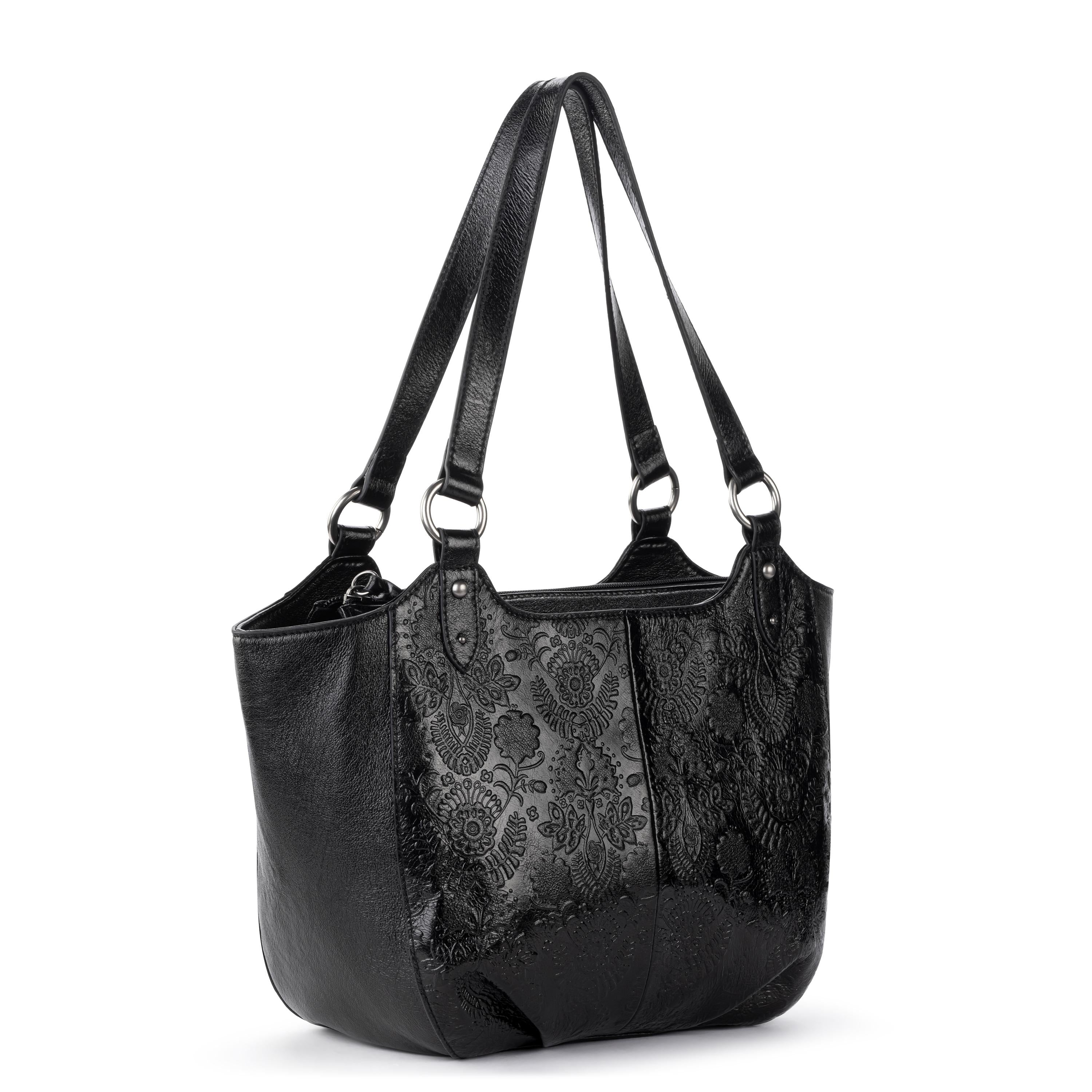 The Sak Bolinas Satchel - Leather - Black Floral Embossed