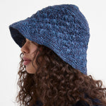 The Sak Lanie Bucket Hat - Hand Crochet - Denim Shell