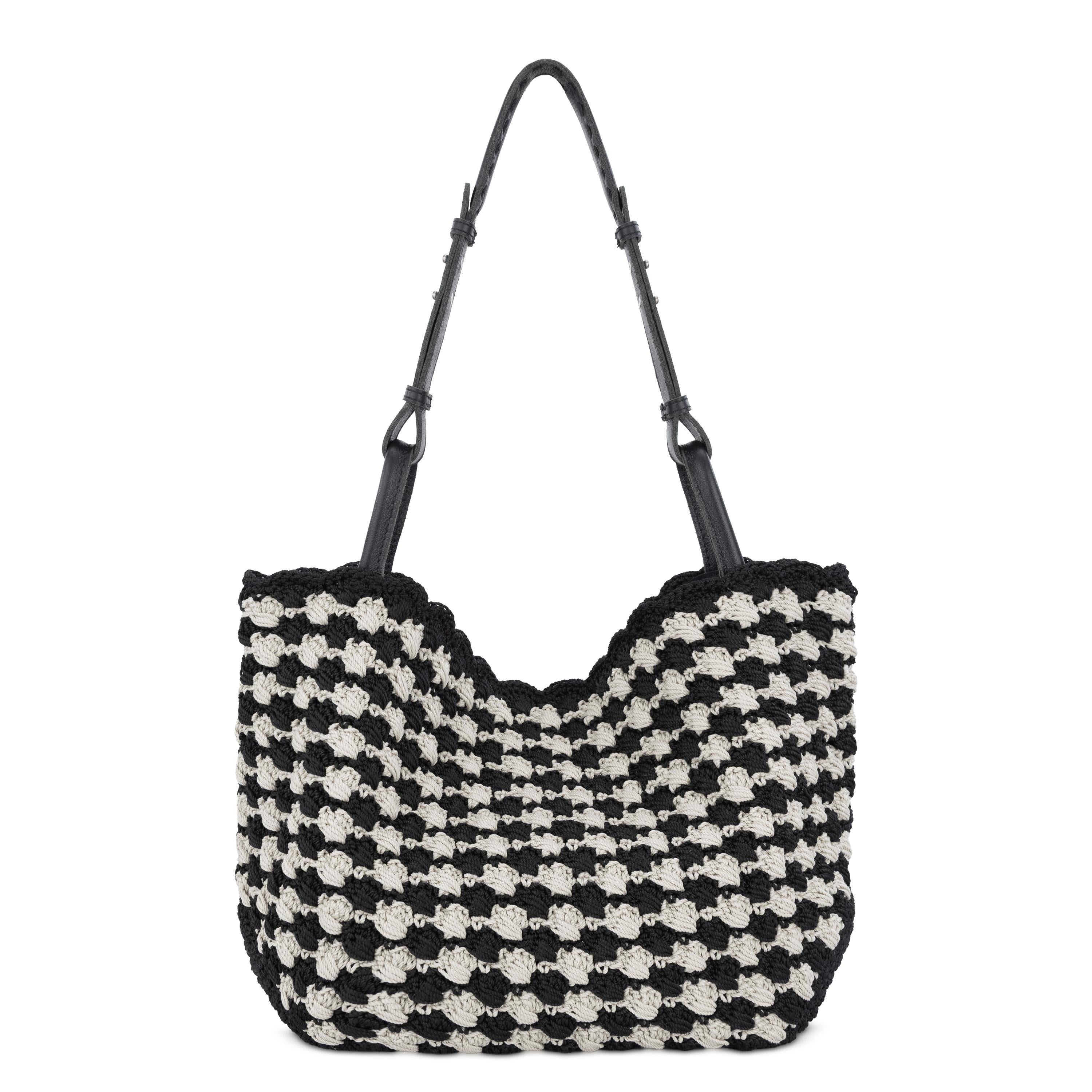 The Sak Los Feliz Medium Tote - Hand Crochet - Black Ecru Shell