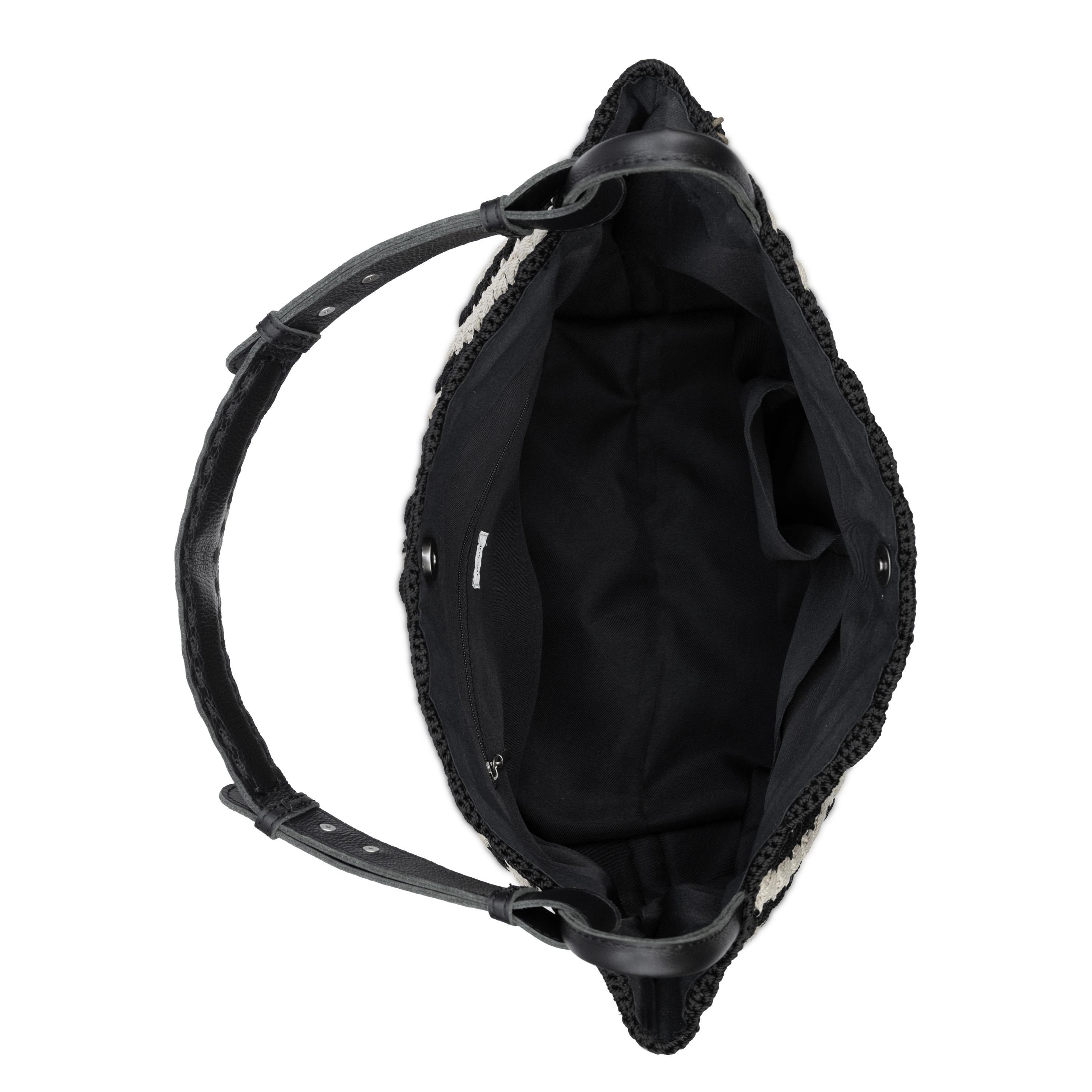 The Sak Los Feliz Medium Tote - Hand Crochet - Black Ecru Shell