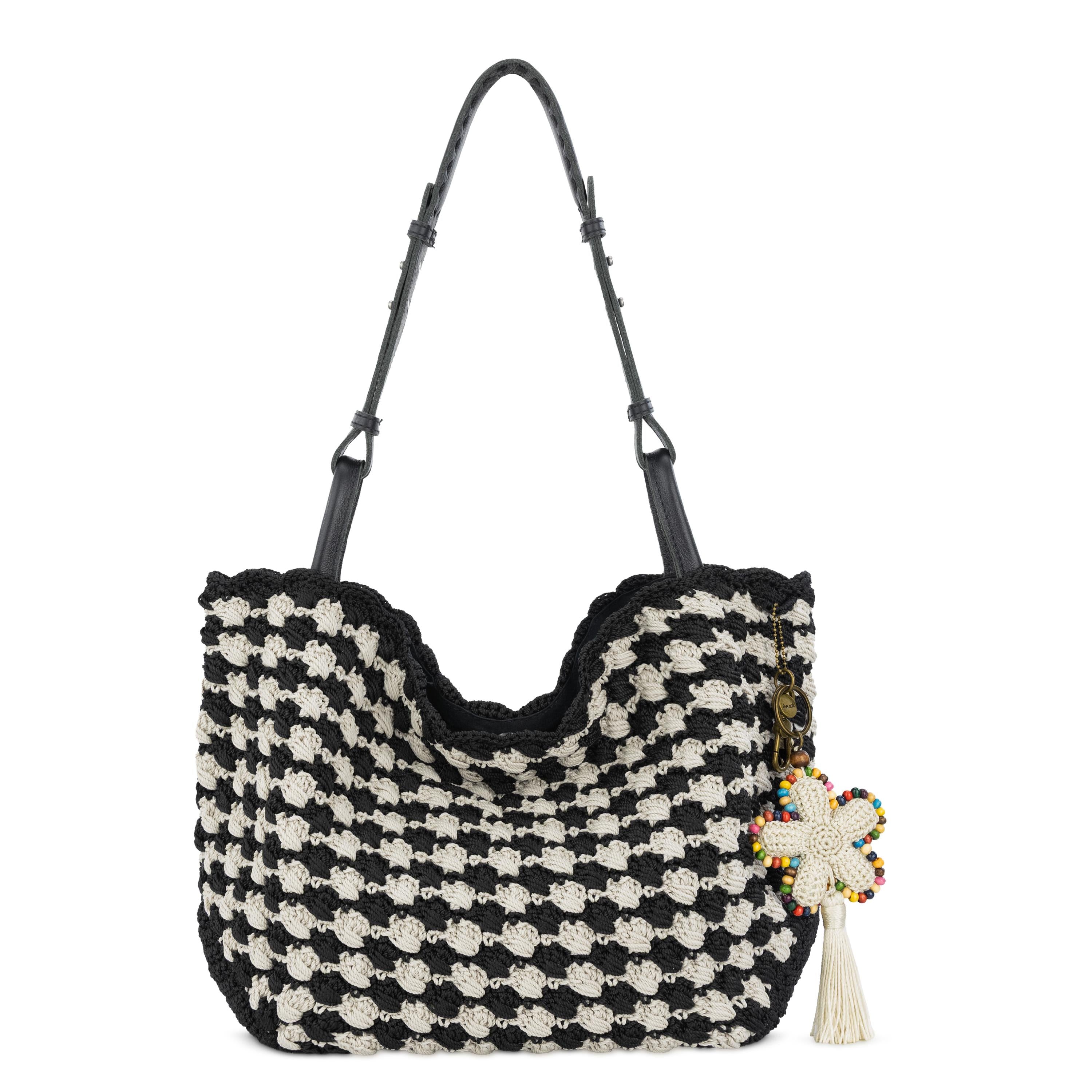 The Sak Los Feliz Medium Tote - Hand Crochet - Black Ecru Shell