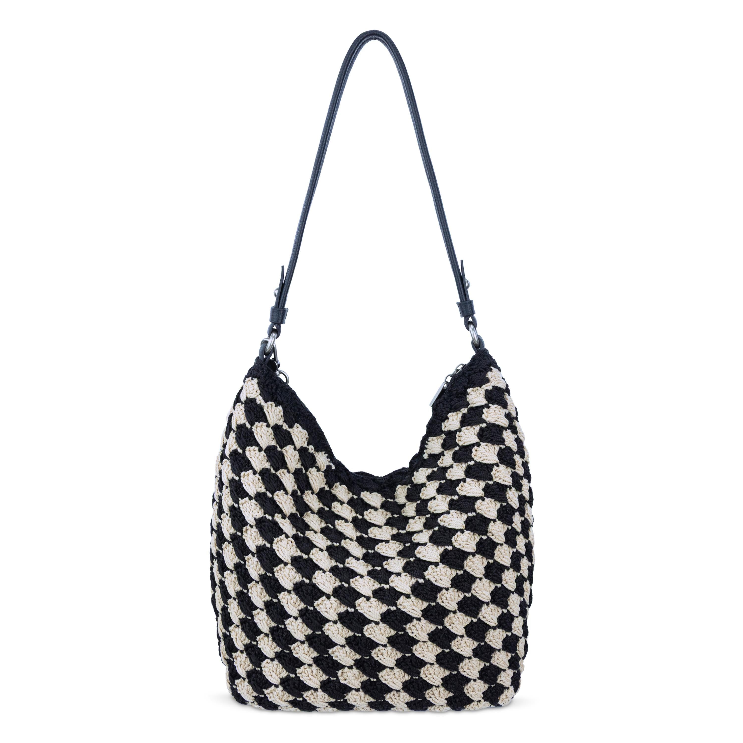 The Sak Sequoia Hobo - Hand Crochet - Black Ecru Shell