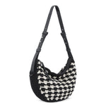 The Sak Tess Shoulder Bag - Hand Crochet - Black Ecru Shell
