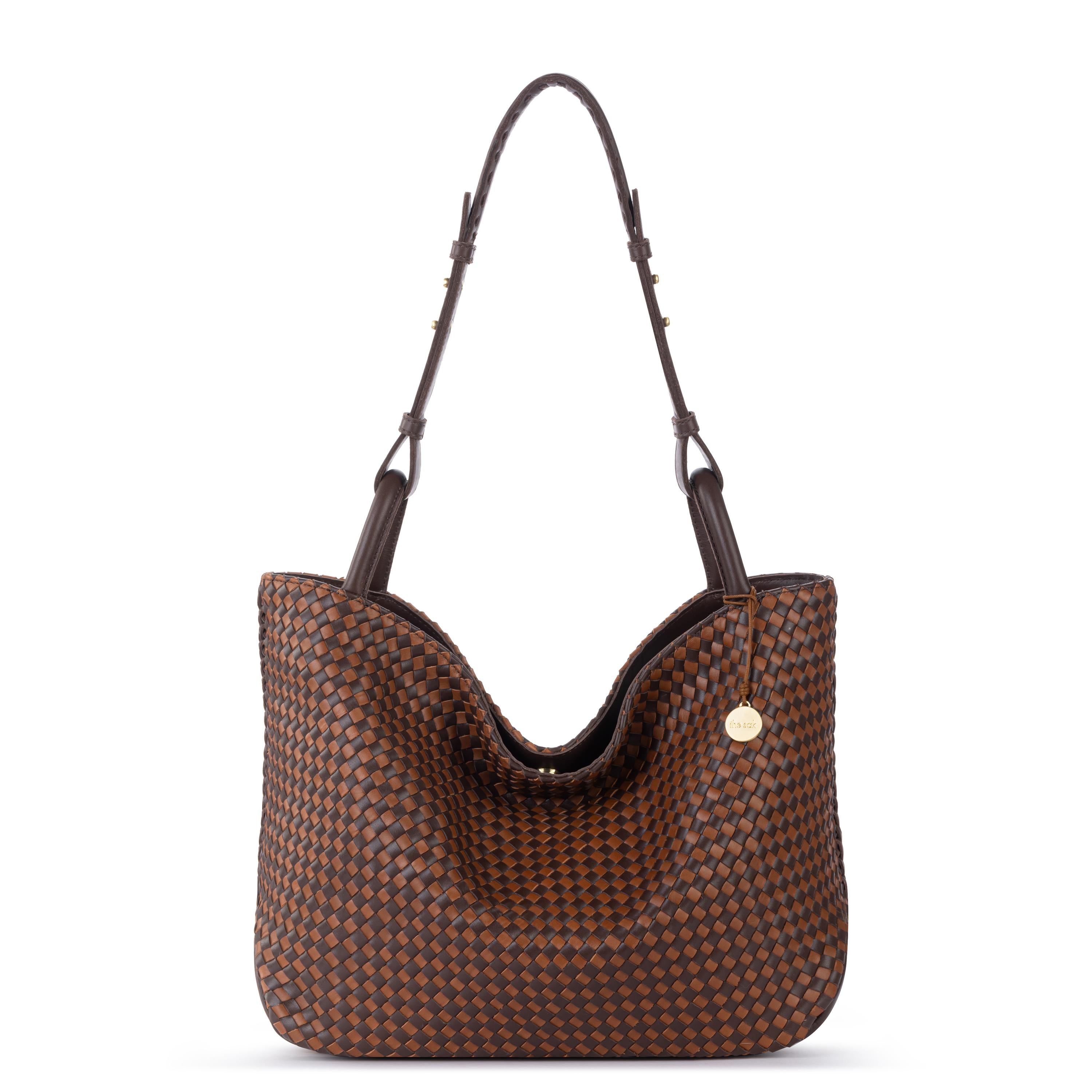 The Sak Los Feliz Medium Tote - Leather - Mahogany Cognac Woven