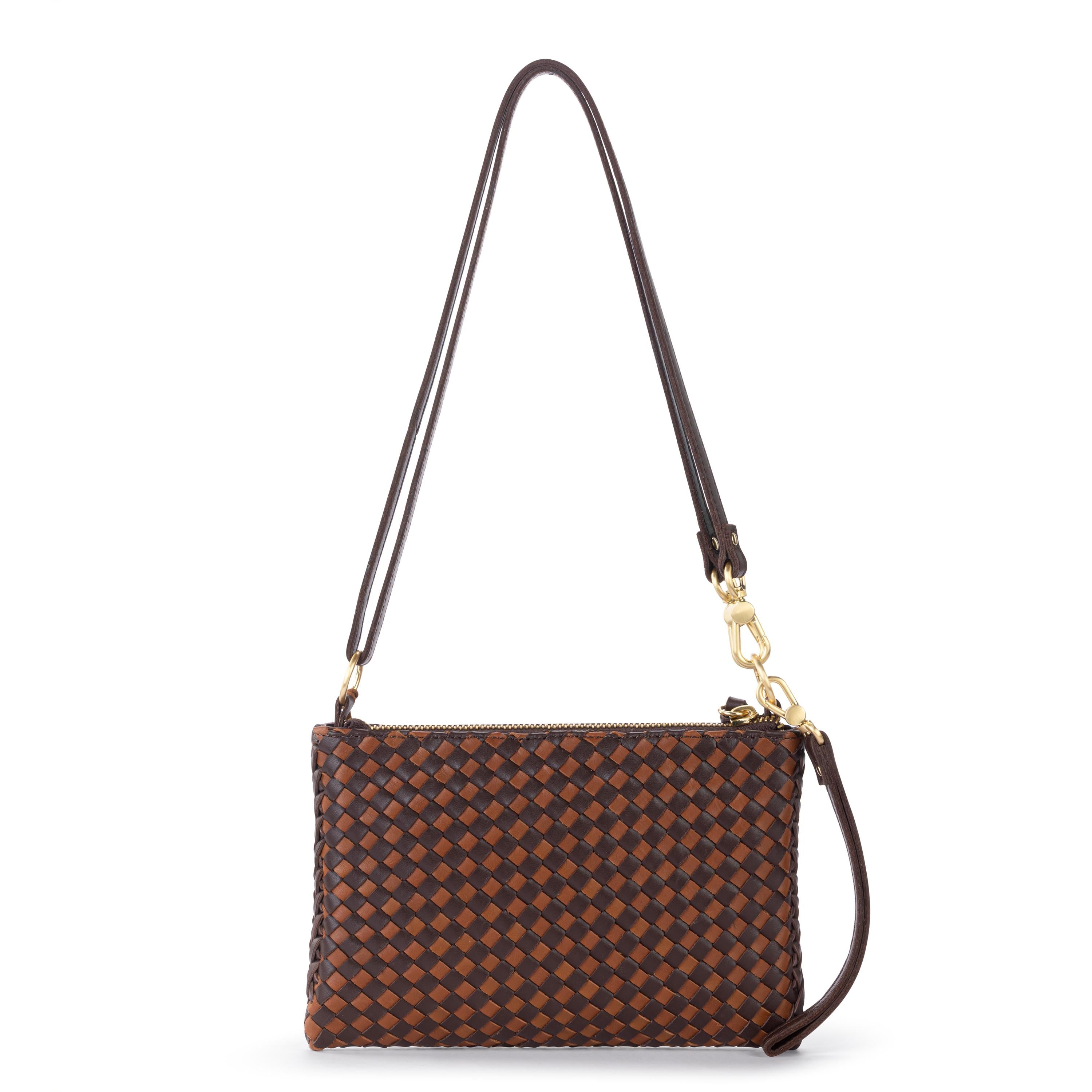 The Sak Vita Convertible Wristlet - Leather - Mahogany Cognac Woven