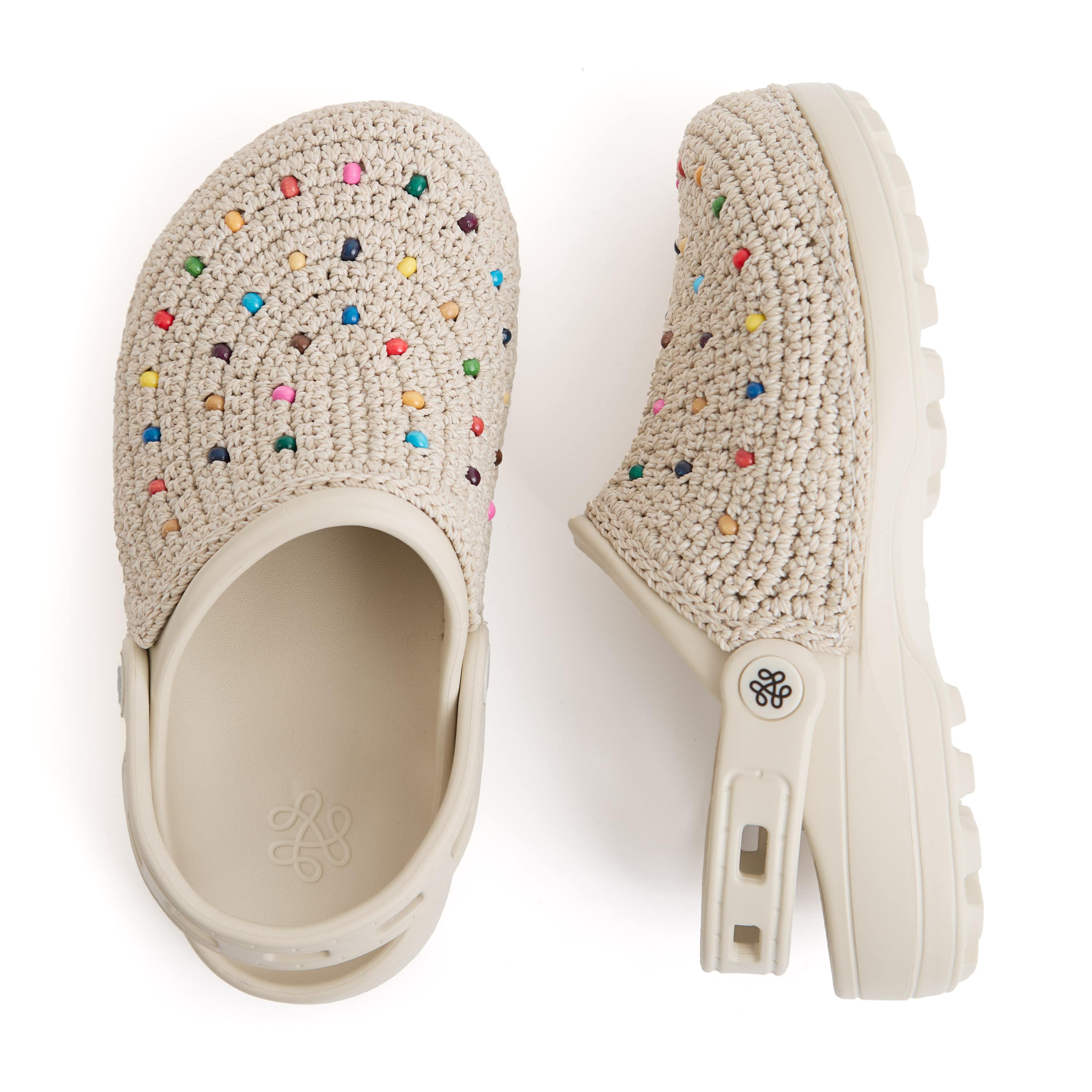 The Sak Bolo Eva Clog - Hand Crochet - Ecru Multi Beads