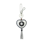 The Sak Yarnicharmz Dangle - Hand Crochet - Black Sparkle Patch Heart