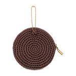 The Sak Circle Coin Pouch - Hand Crochet - Brown Mahogany Flower