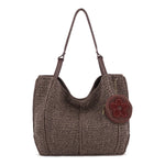 The Sak Circle Coin Pouch - Hand Crochet - Brown Mahogany Flower