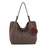 The Sak Circle Coin Pouch - Hand Crochet - Brown Mahogany Flower