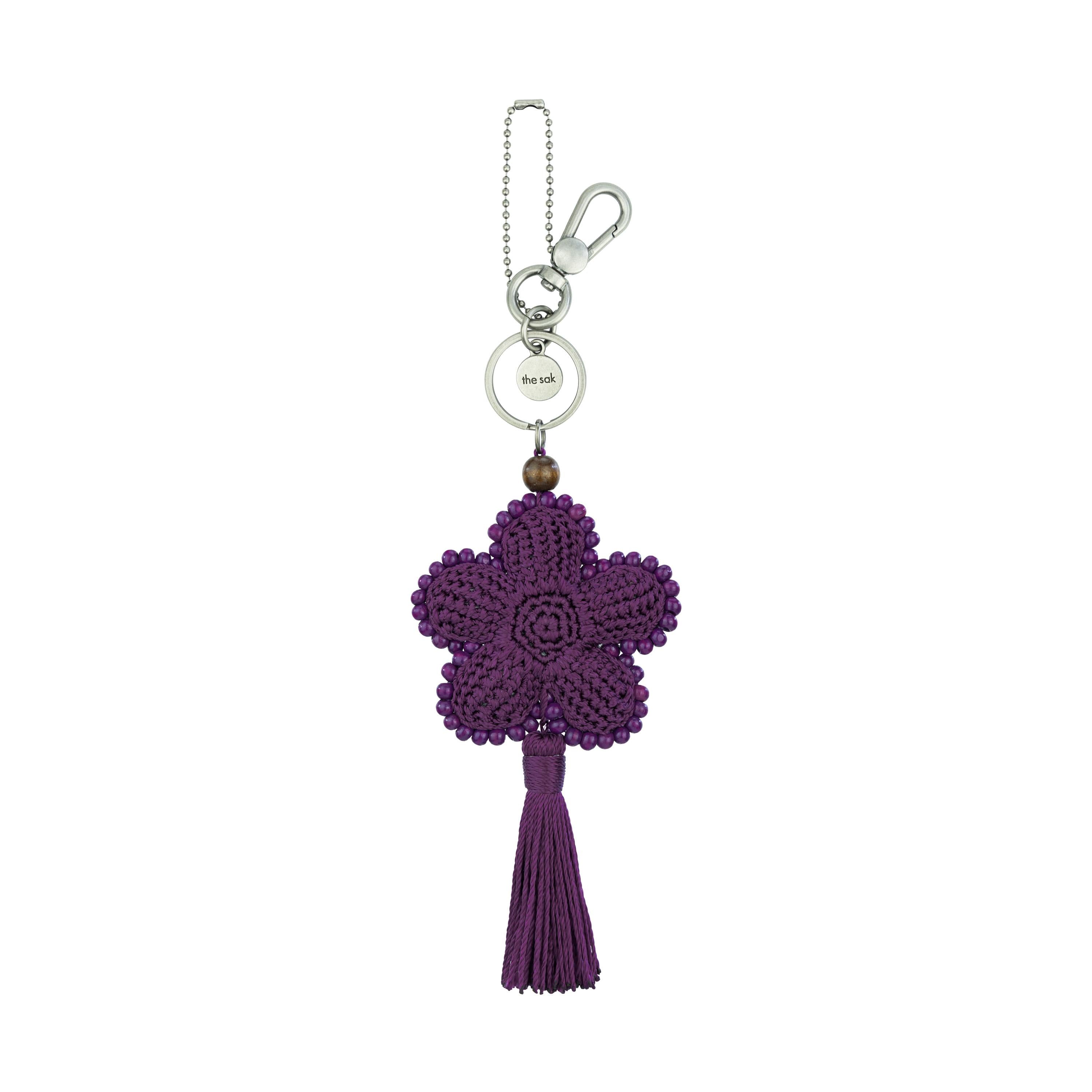 The Sak Yarnicharmz Dangle - Hand Crochet - Aubergine Flower