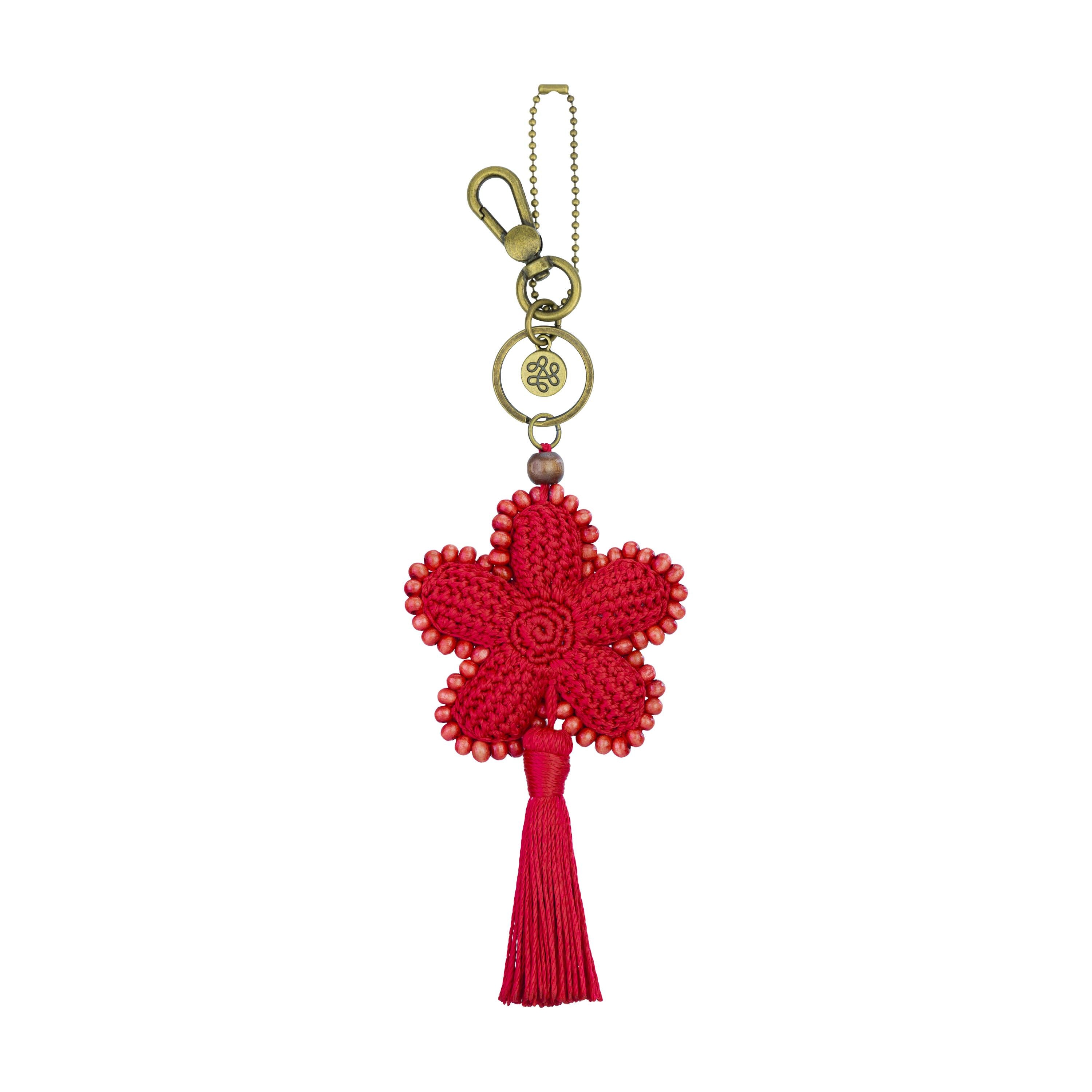 The Sak Yarnicharmz Dangle - Hand Crochet - Scarlet Flower