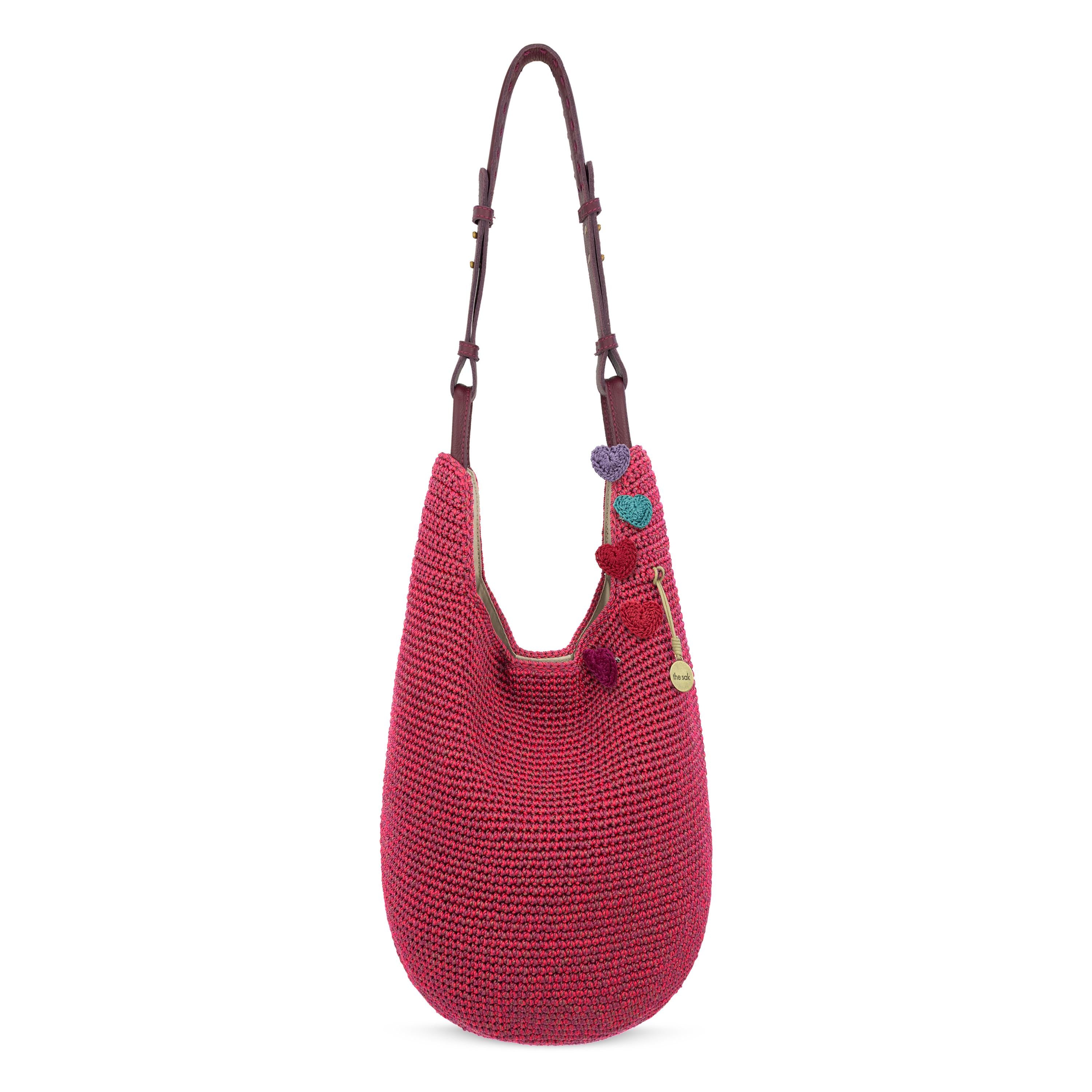 The Sak Los Feliz 120 Hobo - Hand Crochet - Black Cherry Static