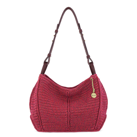 The Sak Los Feliz Hobo - Hand Crochet - Black Cherry Static