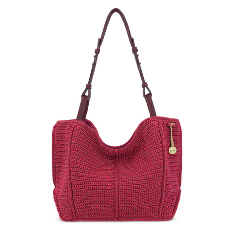 The Sak Los Feliz Medium Tote - Hand Crochet - Black Cherry Static
