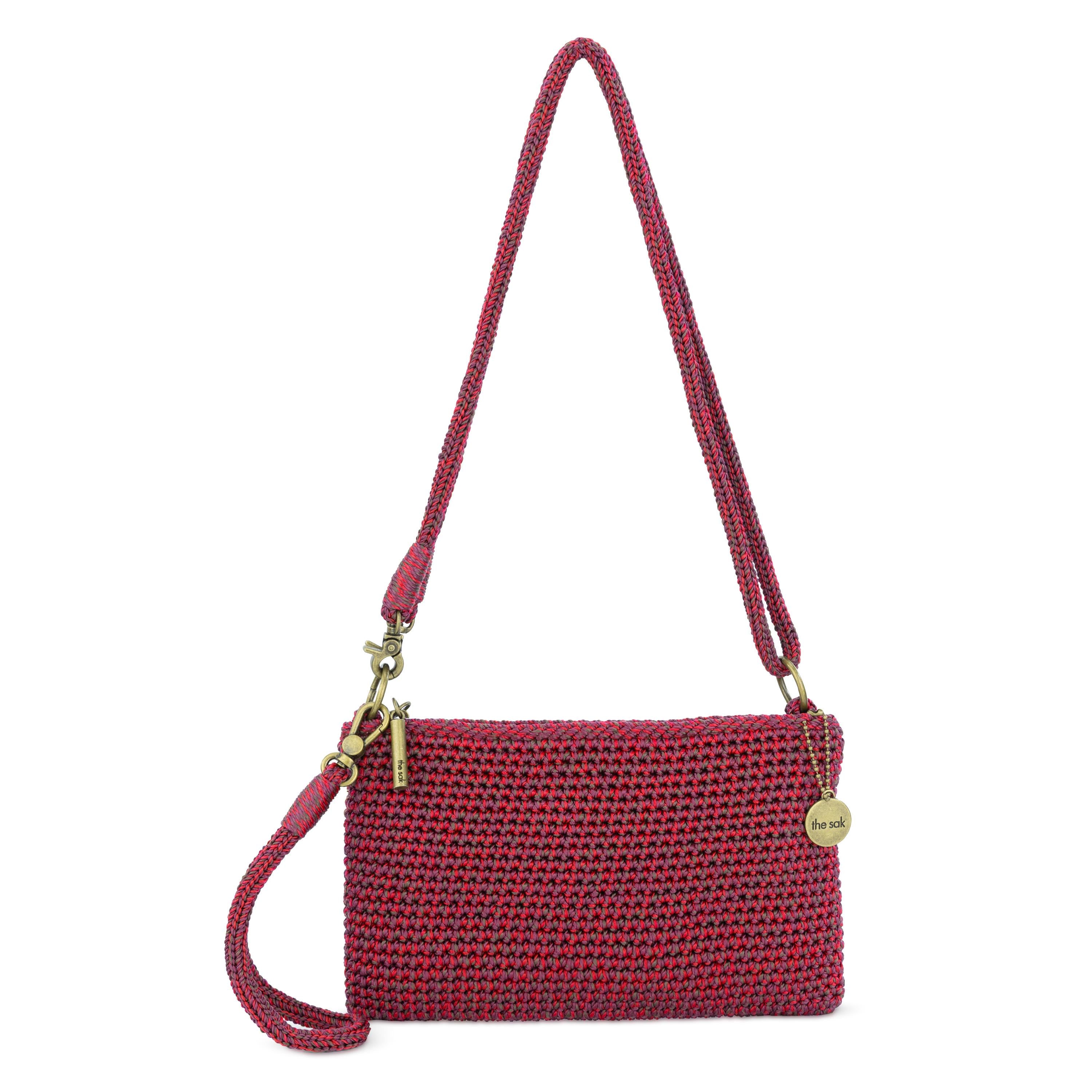 The Sak Vita Convertible Wristlet - Hand Crochet - Black Cherry Static