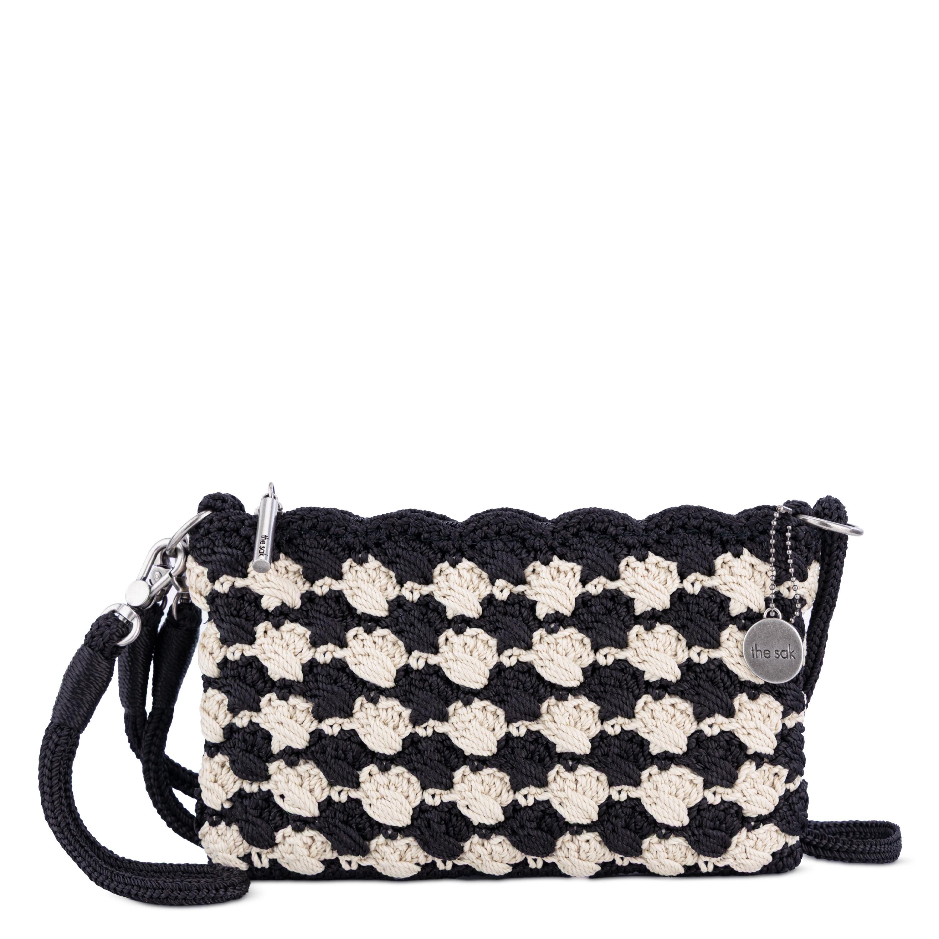 The Sak Vita Convertible Wristlet - Hand Crochet - Black Ecru Shell
