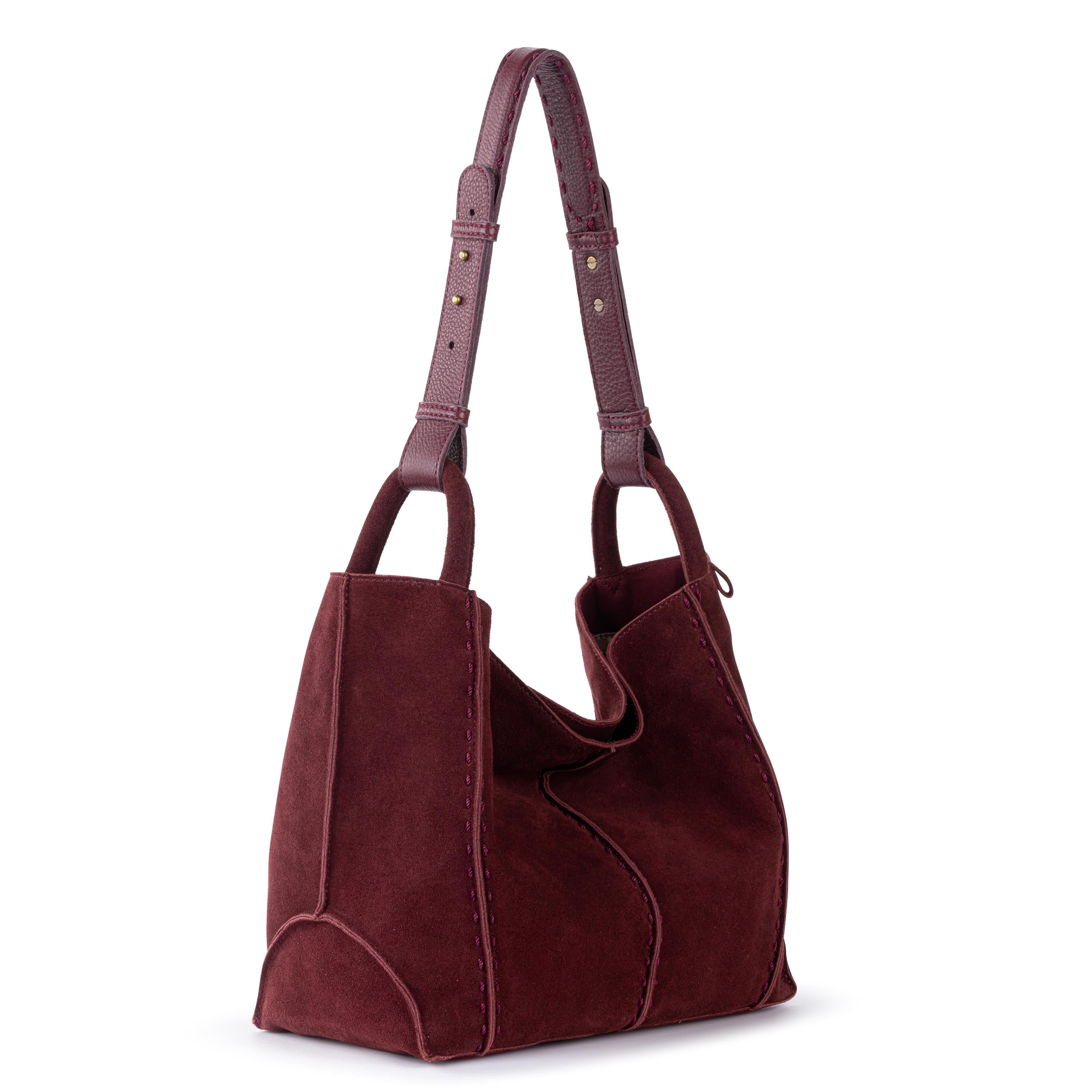 The Sak Los Feliz Medium Tote - Leather - Black Cherry Suede