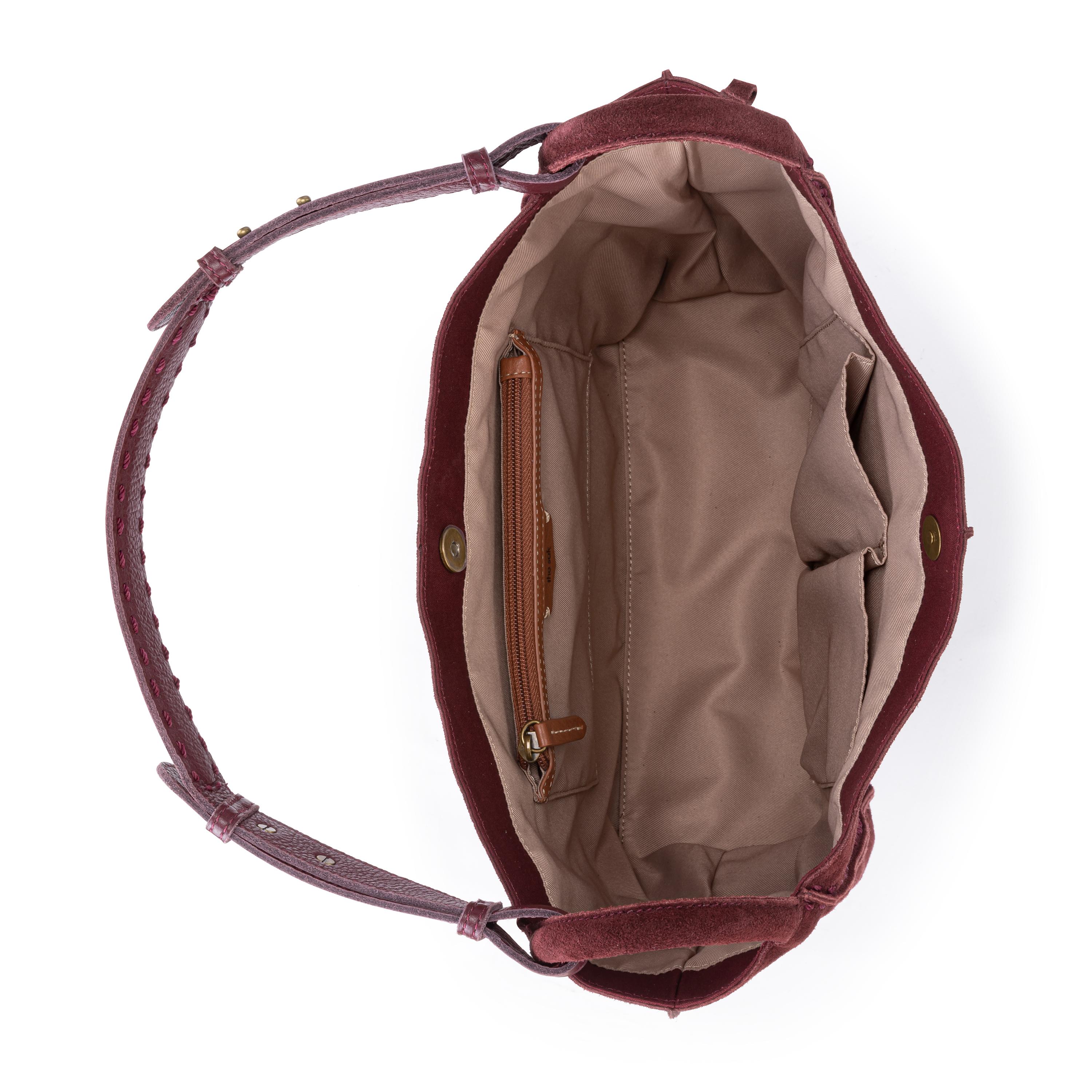 The Sak Los Feliz Medium Tote - Leather - Black Cherry Suede