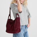 The Sak Los Feliz Medium Tote - Leather - Black Cherry Suede