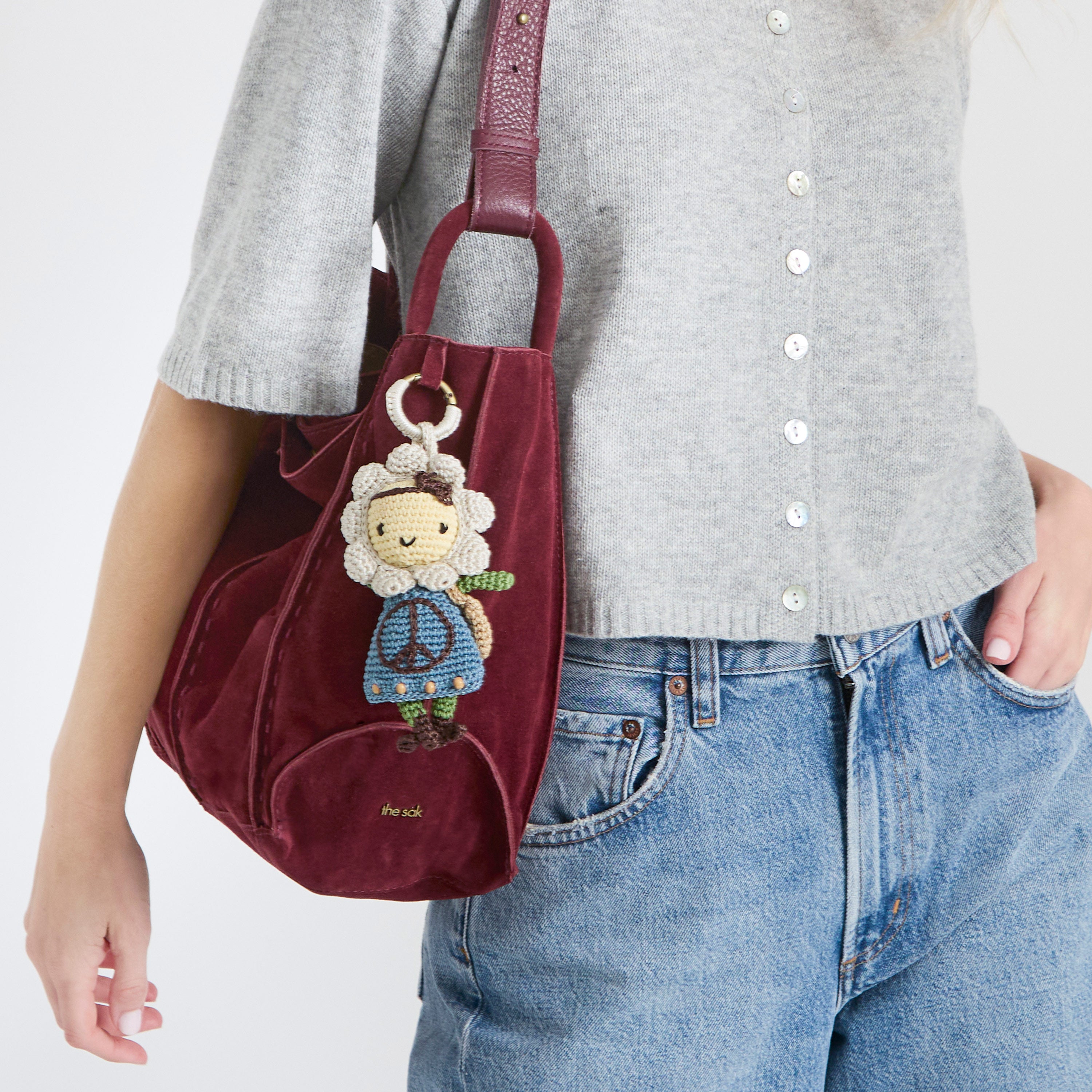 The Sak Los Feliz Medium Tote - Leather - Black Cherry Suede