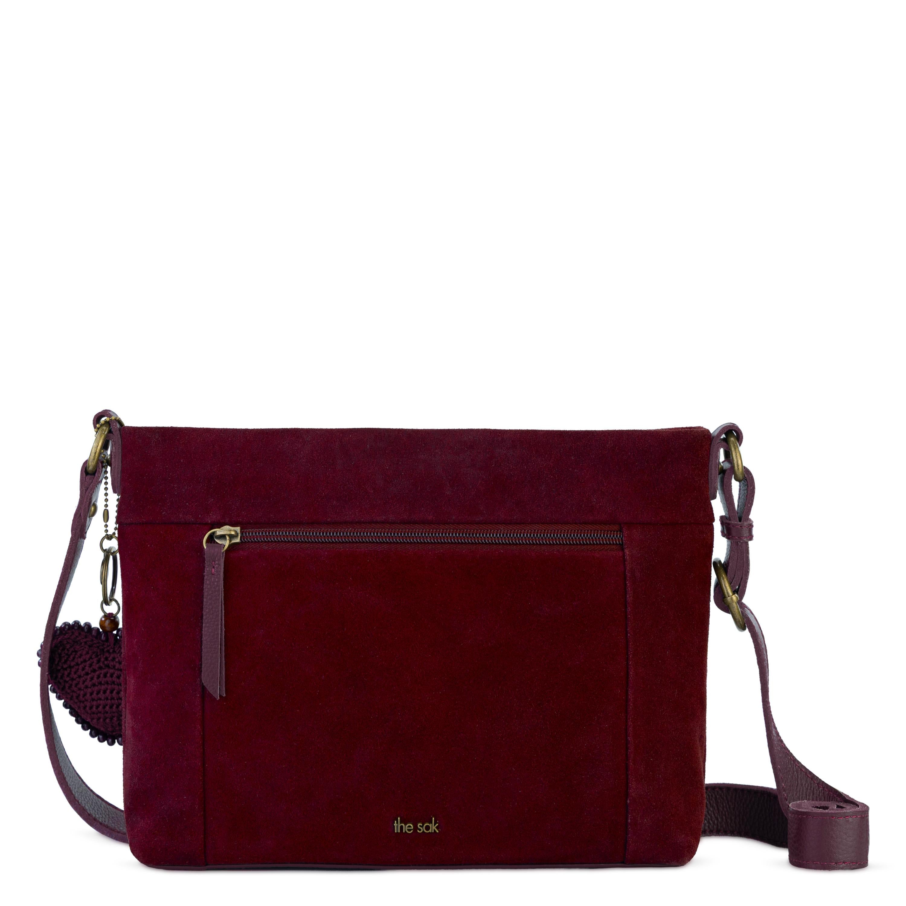 The Sak Melrose Crossbody - Leather - Black Cherry Suede Heart
