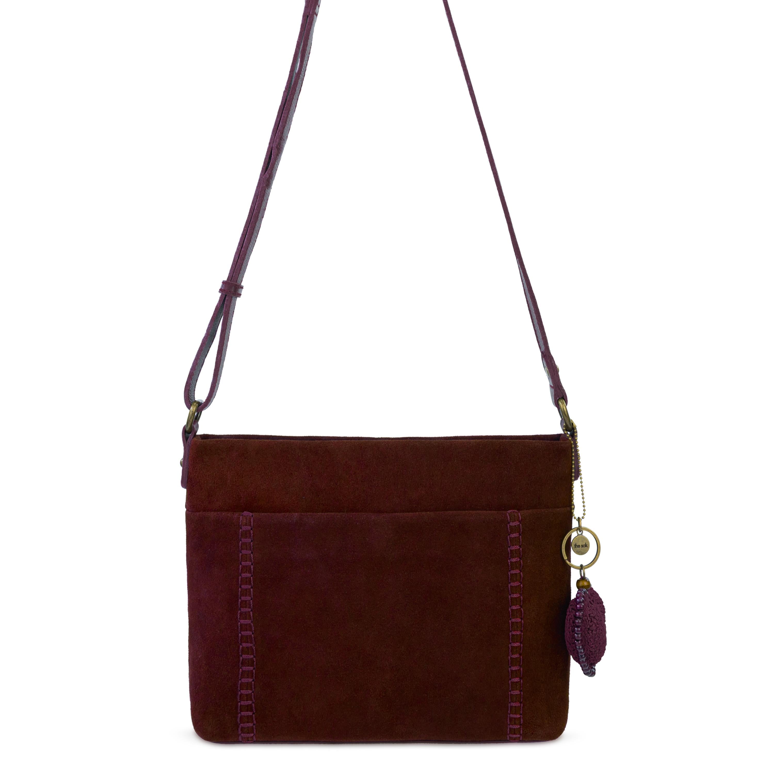 The Sak Melrose Crossbody - Leather - Black Cherry Suede Heart