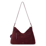 The Sak Melrose Shoulder Bag - Leather - Black Cherry Suede Heart