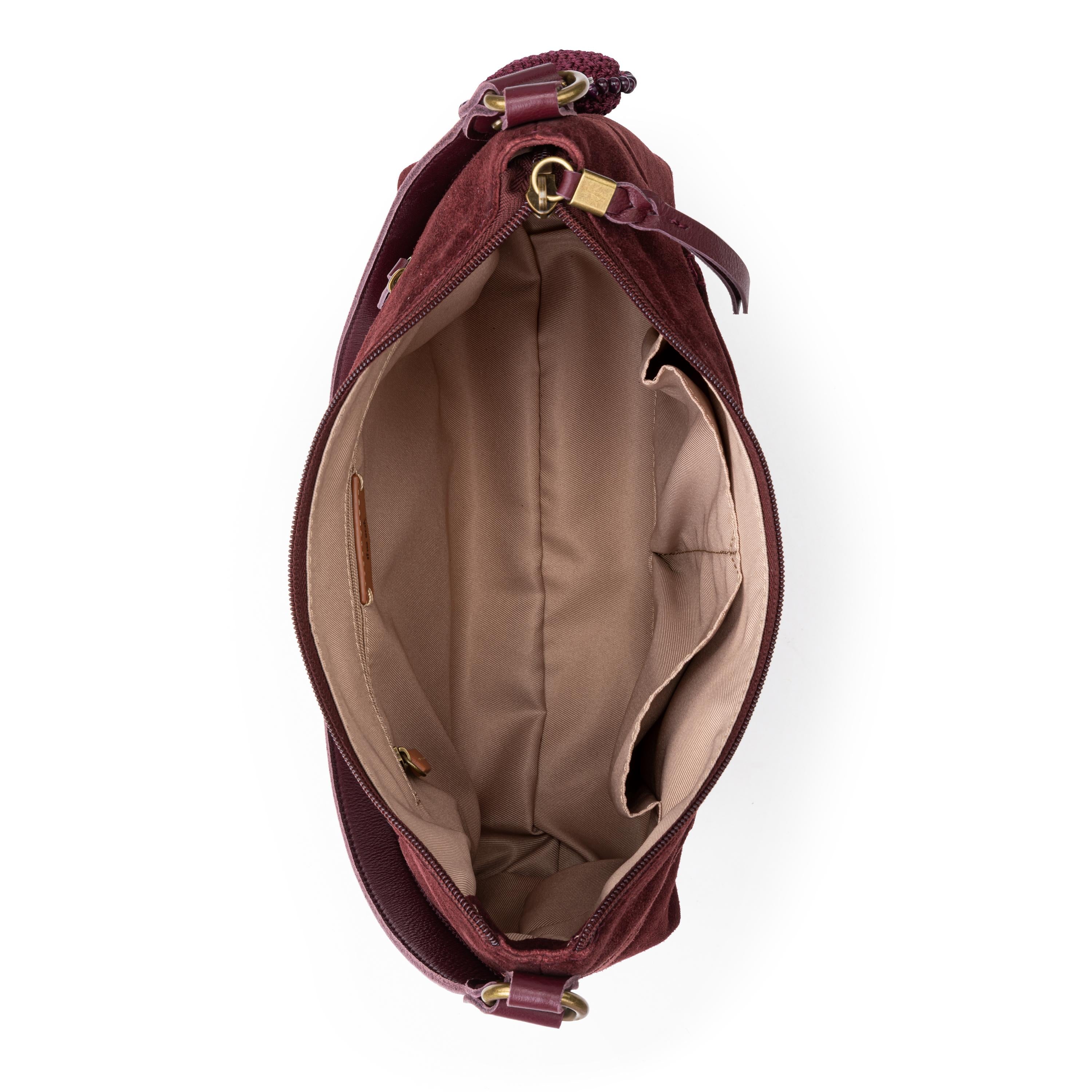 The Sak Melrose Shoulder Bag - Leather - Black Cherry Suede Heart