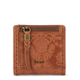 The Sak Mira Small Wallet - Leather - Tobacco Floral Embossed
