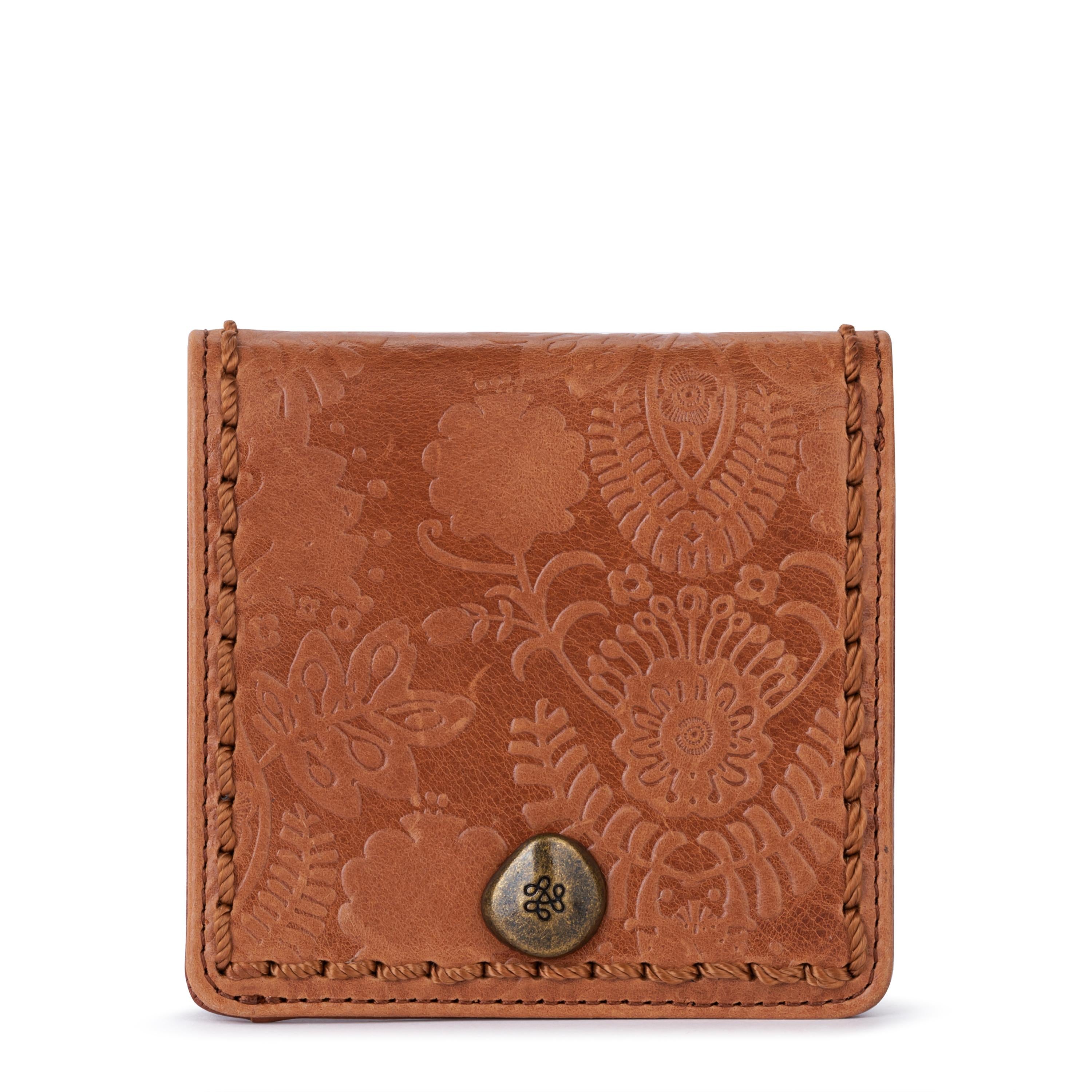 The Sak Mira Small Wallet - Leather - Tobacco Floral Embossed