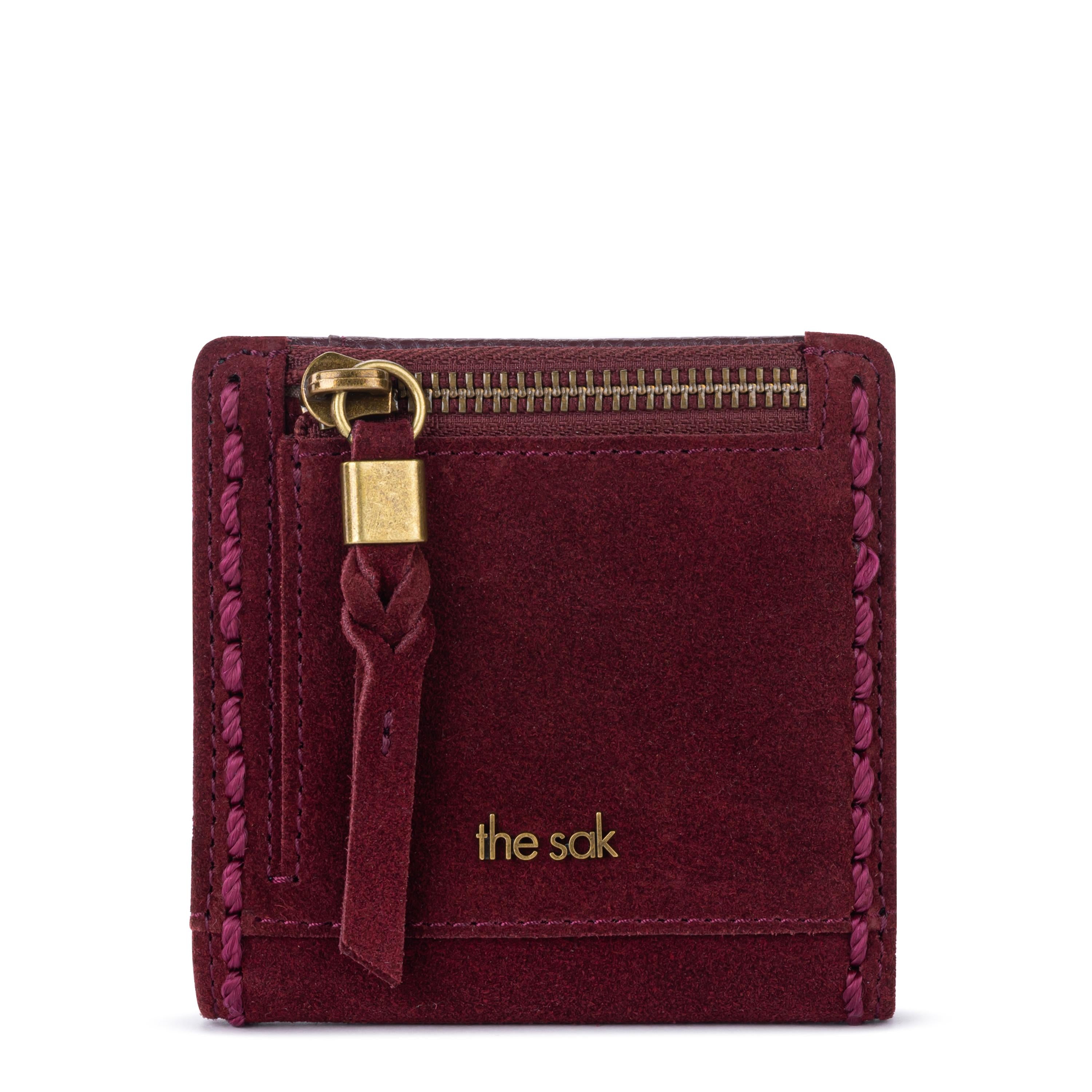 The Sak Mira Small Wallet - Leather - Black Cherry Suede