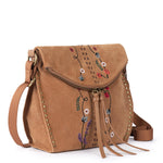 The Sak Silverlake Flap Crossbody - Leather - Tan Suede Whimsy Floral Embroidery