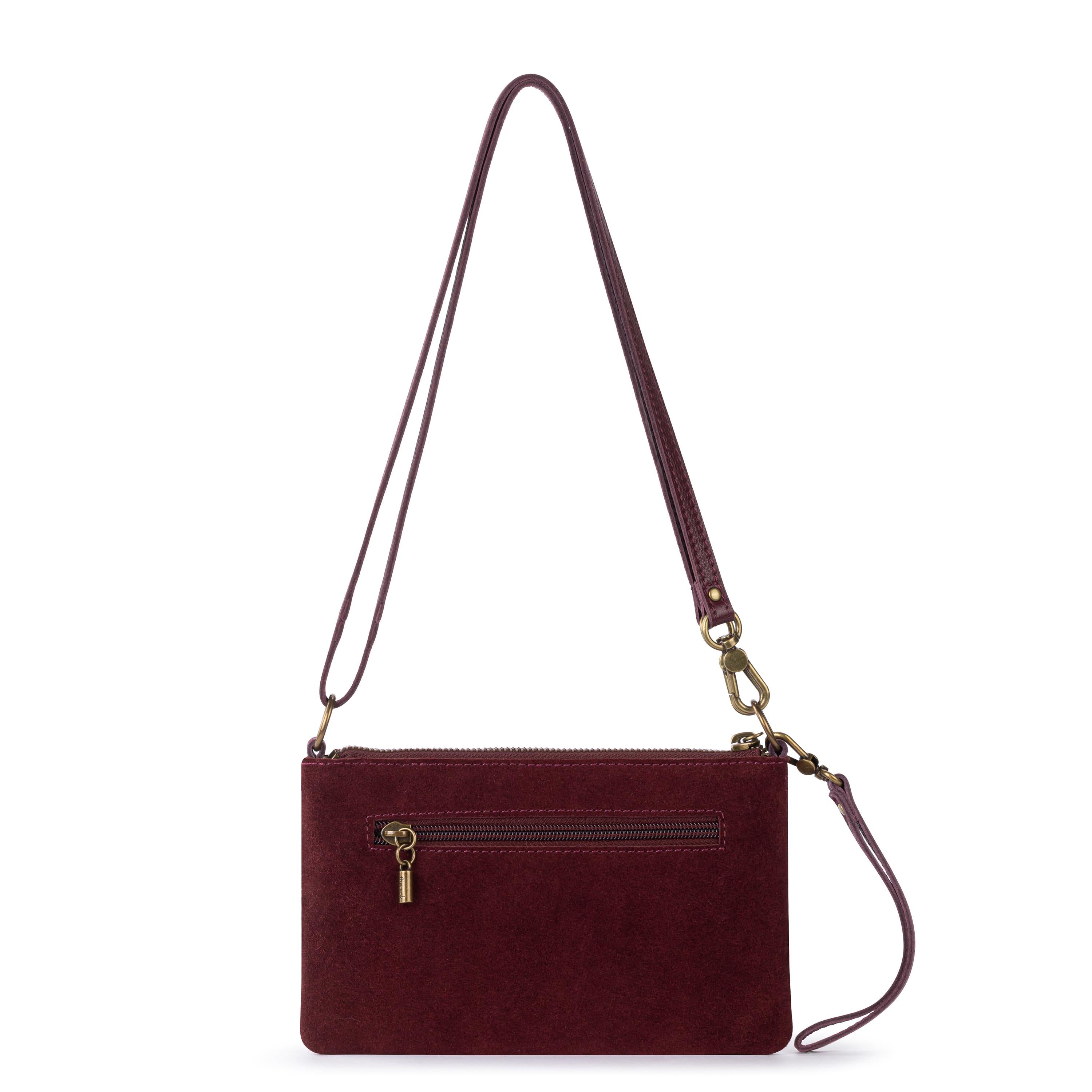 The Sak Vita Convertible Wristlet - Leather - Black Cherry Suede