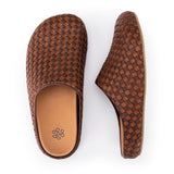 The Sak Bolinas Woven Clog - Leather - Mahogany Cognac Woven