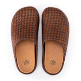 The Sak Bolinas Woven Clog - Leather - Mahogany Cognac Woven