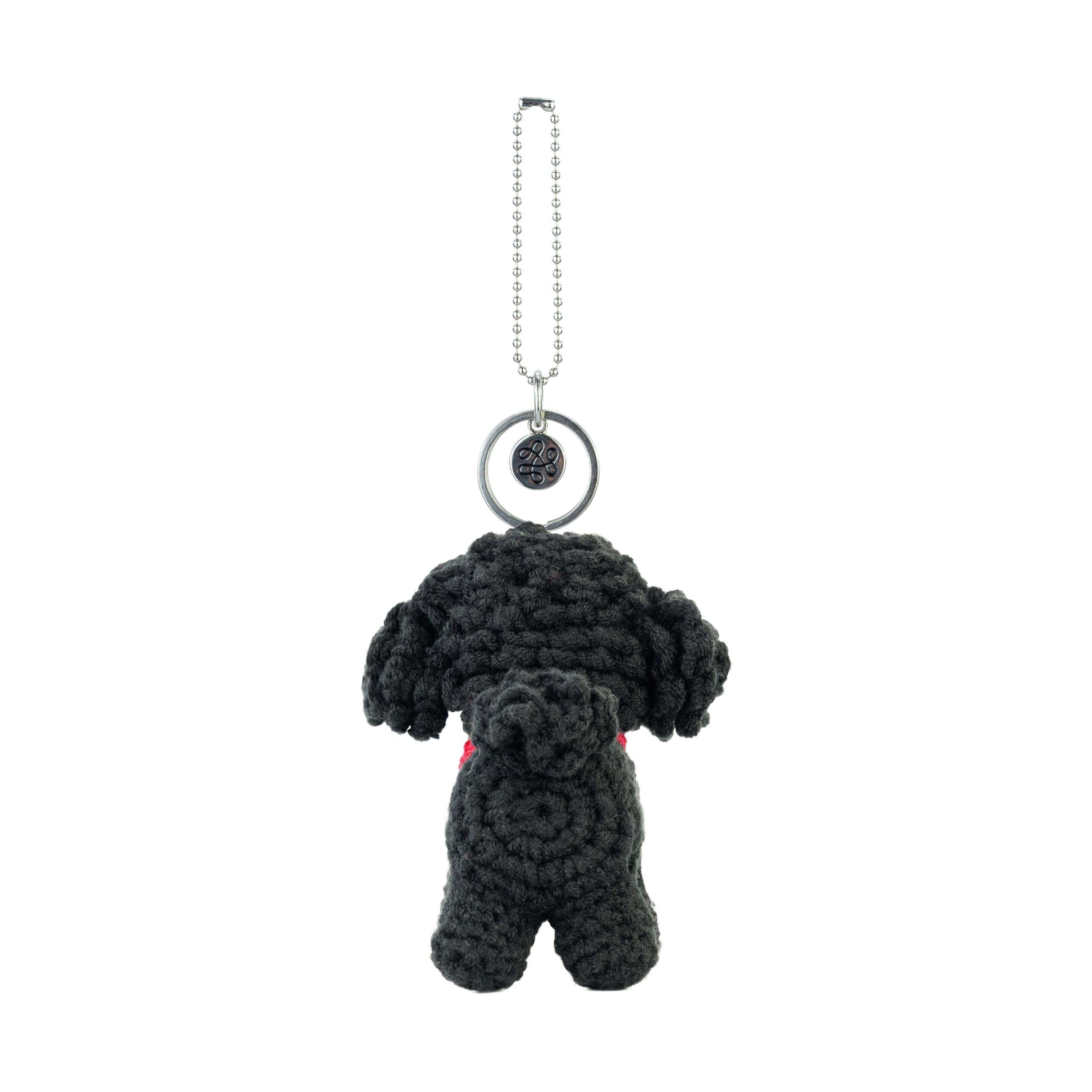 The Sak Yarnicharmz Dangle - Hand Crochet - Black Maltipoo