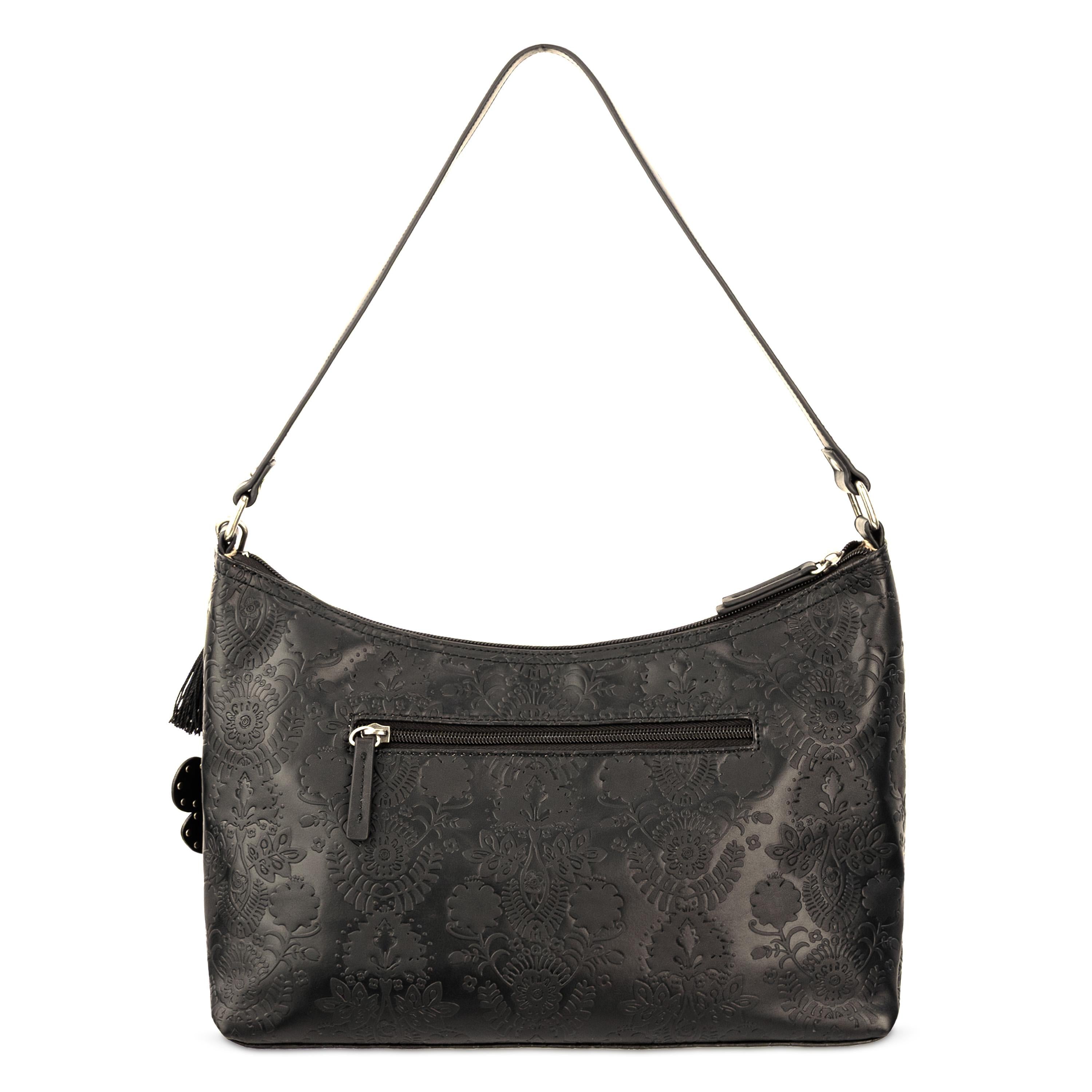 Sakroots Banyan Hobo - Vegan Leather - Black Floral Embossed