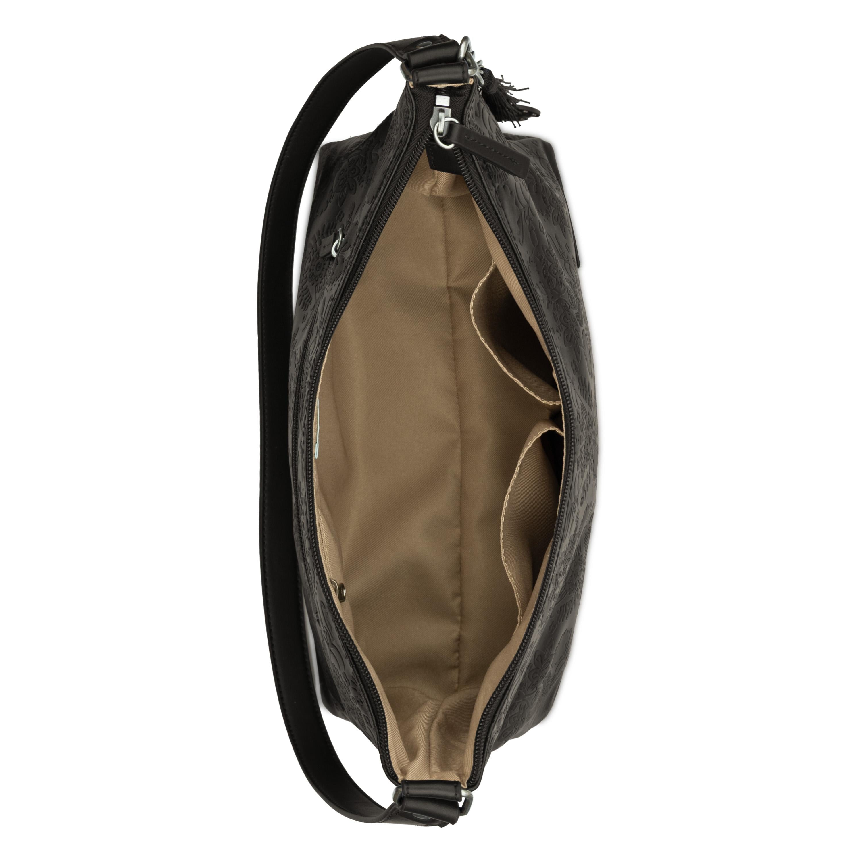 Sakroots Banyan Hobo - Vegan Leather - Black Floral Embossed
