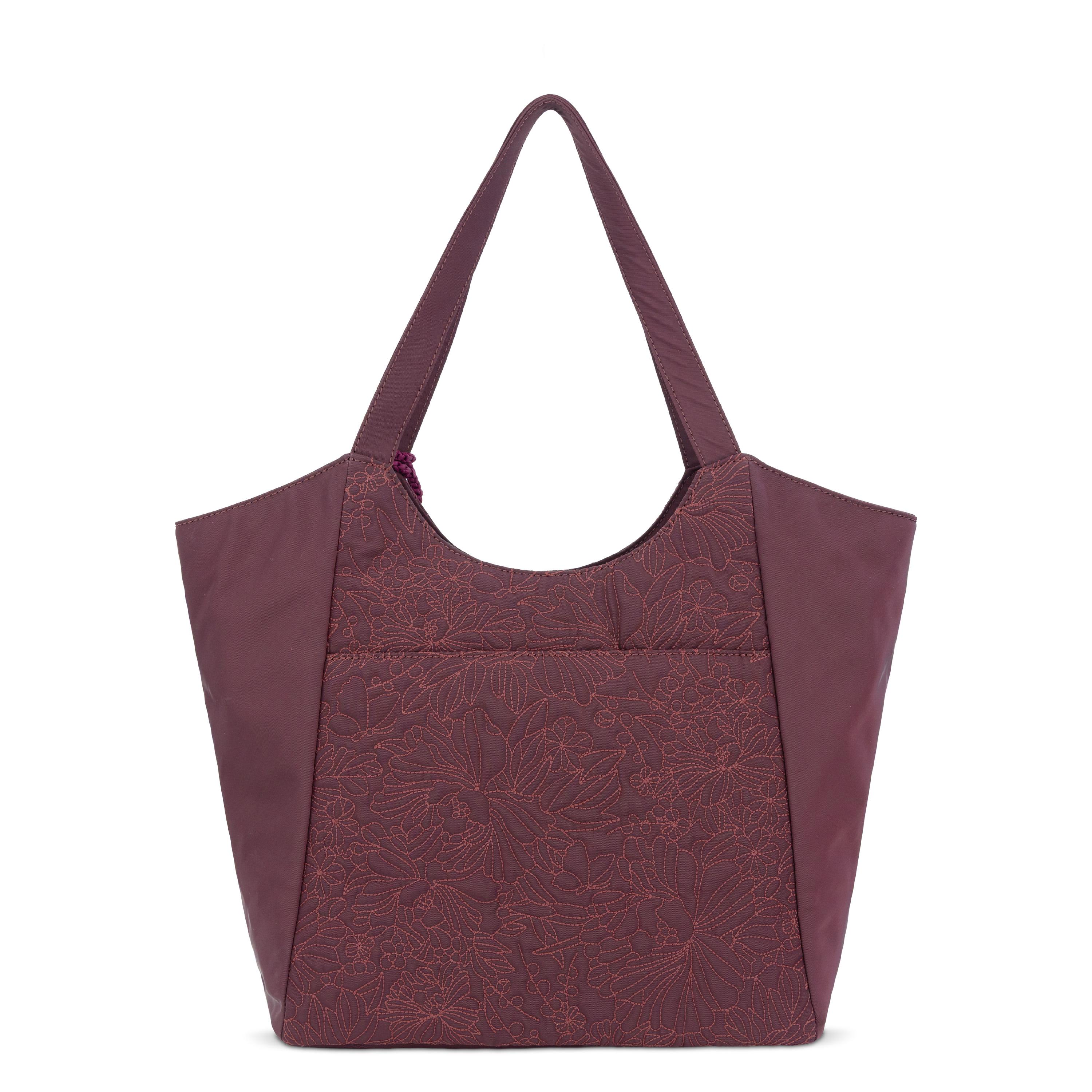 Sakroots Roma Large Tote - EcoTwill - Black Cherry Flower Blossom Quilted