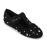 The Sak Leland T Strap Ballet Flat - Hand Crochet - Black Star Beads