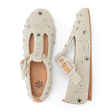 The Sak Leland T Strap Ballet Flat - Hand Crochet - Ecru Star Beads