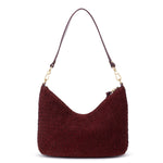 The Sak Juniper Small Hobo - Leather - Black Cherry Suede Woven