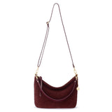 The Sak Juniper Small Hobo - Leather - Black Cherry Suede Woven
