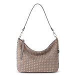 The Sak Juniper Small Hobo - Leather - Mushroom Suede Sand Suede Woven