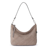 The Sak Juniper Small Hobo - Leather - Mushroom Suede Sand Suede Woven