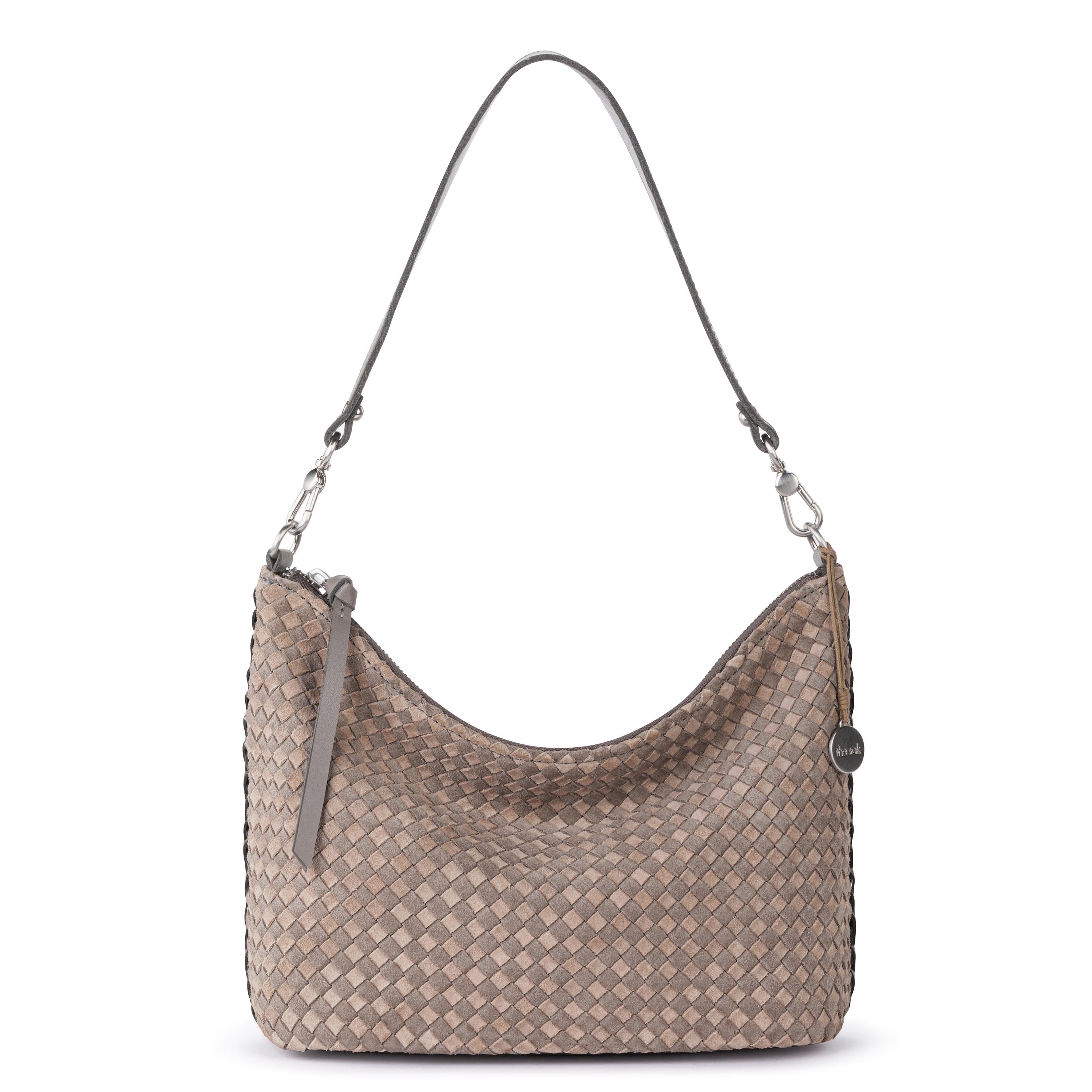 The Sak Juniper Small Hobo - Leather - Mushroom Suede Sand Suede Woven
