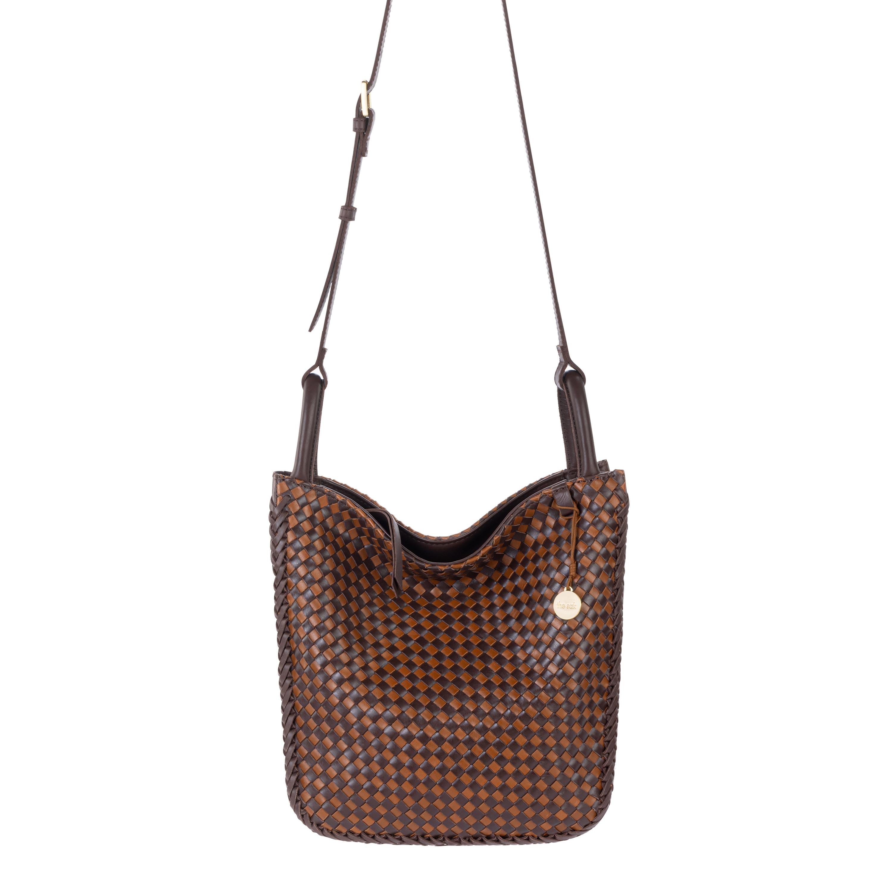 The Sak Los Feliz Crossbody - Leather - Mahogany Cognac Woven