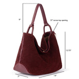 The Sak Los Feliz Large Tote - Leather - Black Cherry Suede Woven