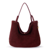 The Sak Los Feliz Large Tote - Leather - Black Cherry Suede Woven